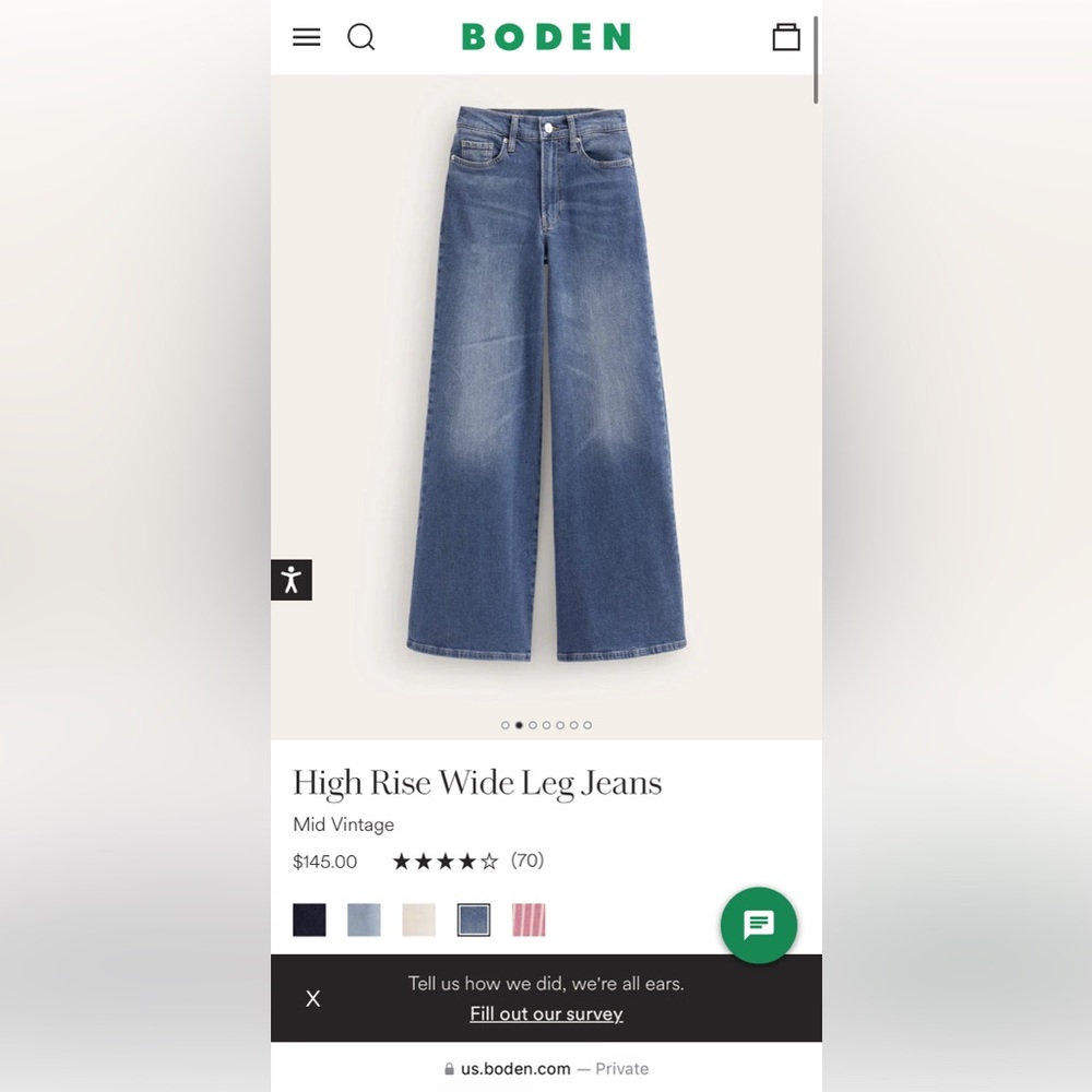 Boden High Rise Wide Leg Jeans (26 Petite!)